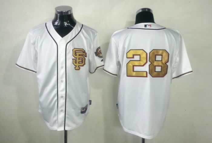Giants 28 Posey White Gold Number Jerseys