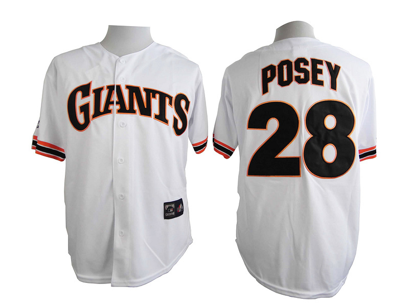 Giants 28 Posey White M&N Jersey