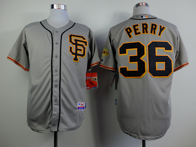 Giants 36 Perry Grey Cool Base Road Jerseys