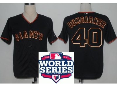 Giants 40 Bumgarner Black 2012 World Series Jerseys
