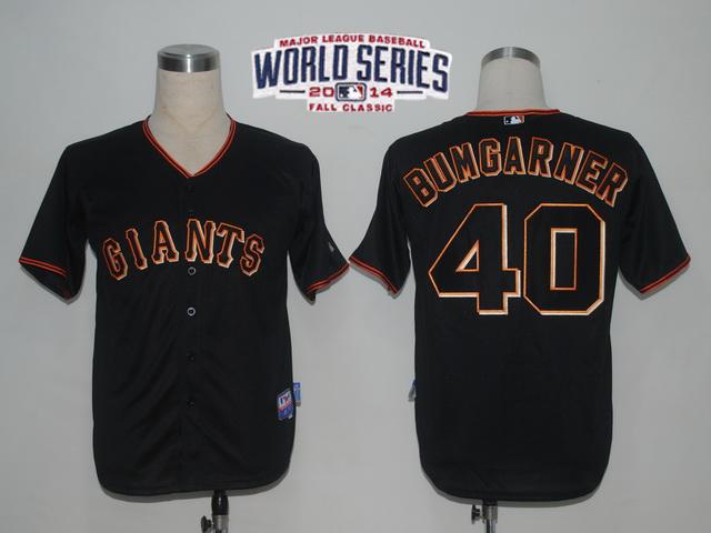 Giants 40 Bumgarner Black 2014 World Series Cool Base Jerseys
