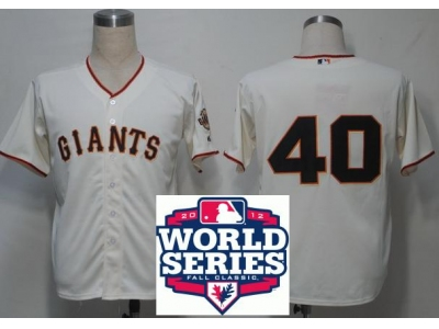 Giants 40 Bumgarner Cream 2012 World Series Jerseys