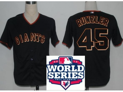 Giants 45 Runzler Black 2012 World Series Jerseys