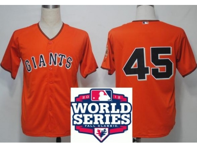 Giants 45 Runzler Orange 2012 World Series Jerseys