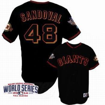 Giants 48 Sandoval Black 2014 World Series Cool Base Jerseys