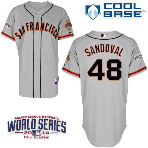 Giants 48 Sandoval Grey 2014 World Series Cool Base Road Jerseys