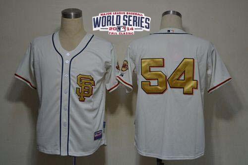 Giants 54 Romo White Gold Number 2014 World Series Cool Base Jerseys