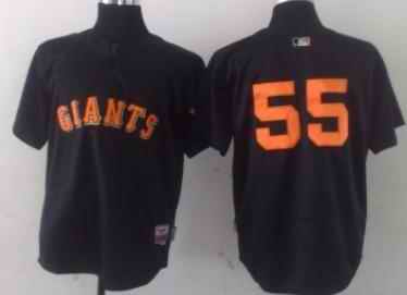Giants 55 Lincecum Black Orange Number Jerseys