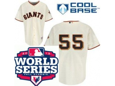 Giants 55 Lincecum Cream 2012 World Series Jerseys