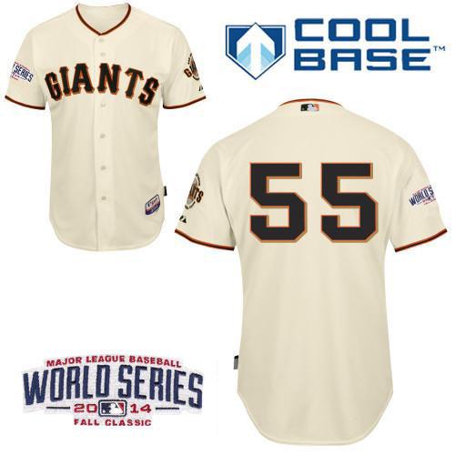 Giants 55 Lincecum Cream 2014 World Series Cool Base Jerseys