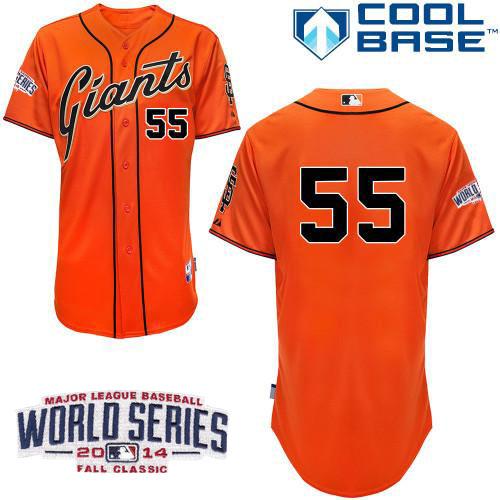 Giants 55 Lincecum Orange 2014 World Series Cool Base Jerseys