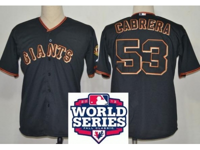 Giants 58 Cabrera Black 2012 World Series Jerseys