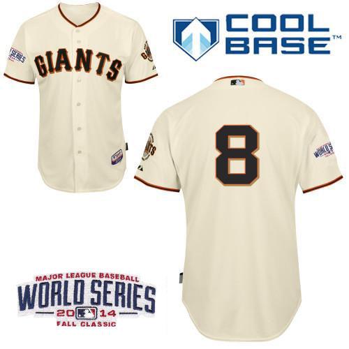 Giants 8 Pence Cream 2014 World Series Cool Base Jerseys