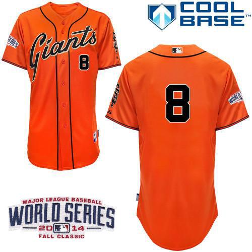 Giants 8 Pence Orange 2014 World Series Cool Base Jerseys