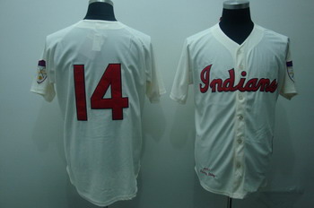 Indians 14 Larry Doby Cream Throwback Jerseys