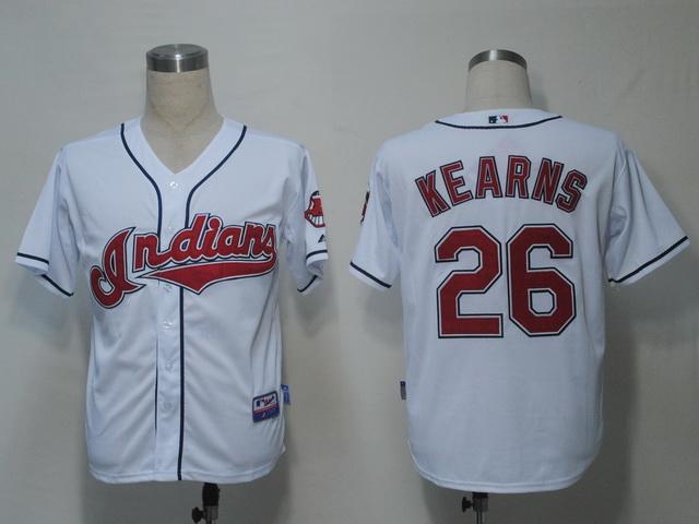 Indians 26 Kearns White Cool Base Jerseys - Click Image to Close