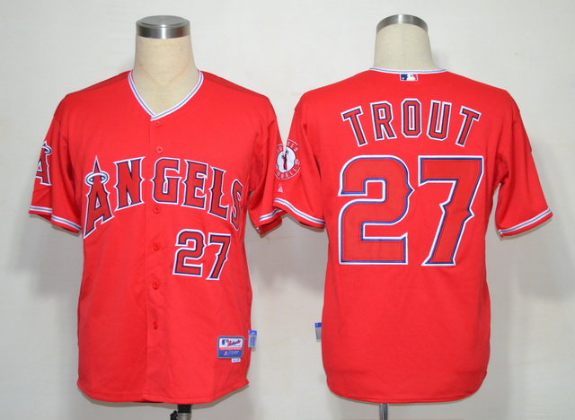 Los Angeles Angels 27 Mike Trout Red Jerseys