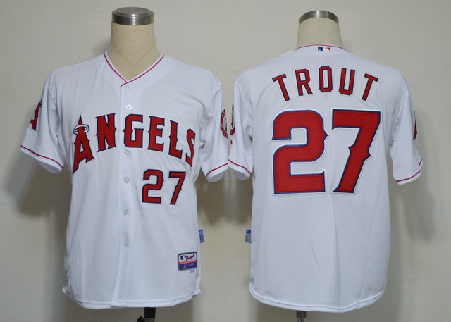Los Angeles Angels 27 Mike Trout White Jerseys