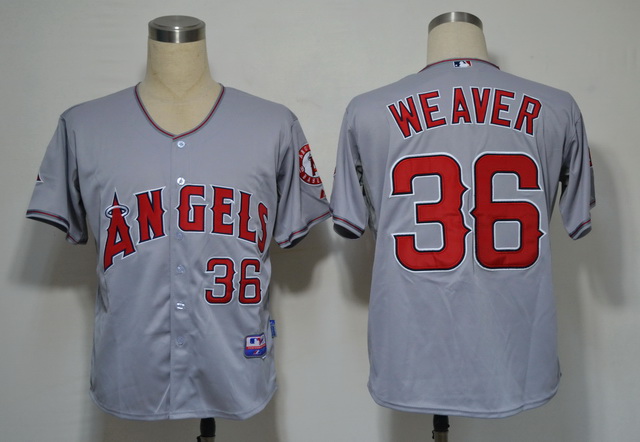 Los Angeles Angels 36 Weaver Grey Cool Base Jerseys