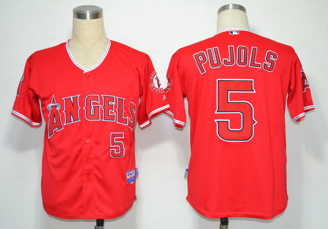 Los Angeles Angels 5 Red Cool Base Jerseys