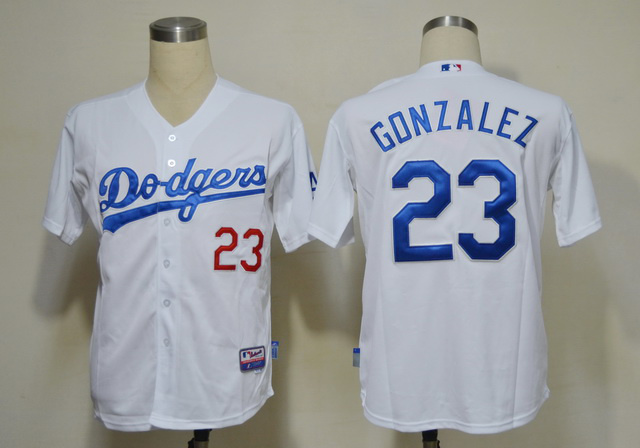 Los Angeles Dodgers 23 Gonzalez White Jerseys
