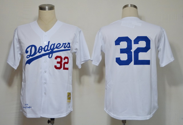Los Angeles Dodgers 32 Koufax White M&N 1958 Jerseys
