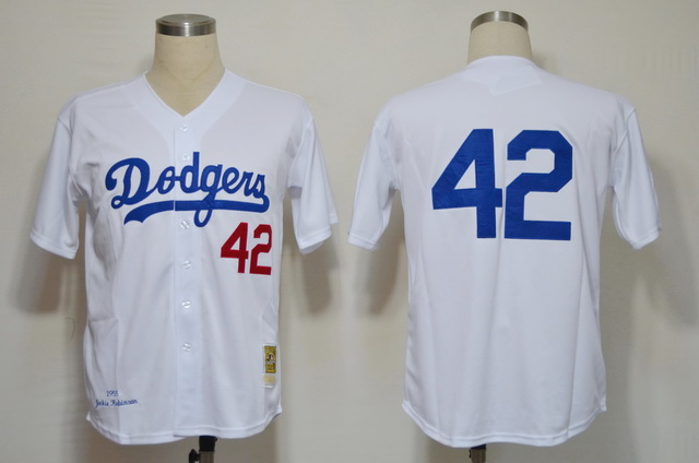 Los Angeles Dodgers 42 Robinson White M&N 1955 Jerseys