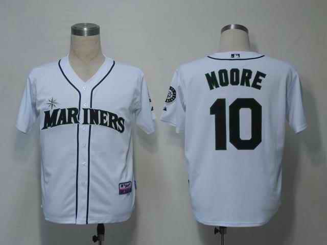 Mariners 10 Moore white Jerseys