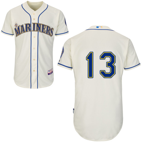 Mariners 13 Ackley Cream Cool Base Jerseys