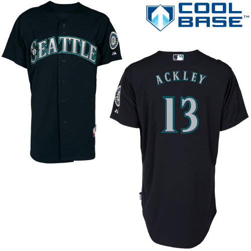Mariners 13 Ackley Navy Blue Cool Base Jerseys