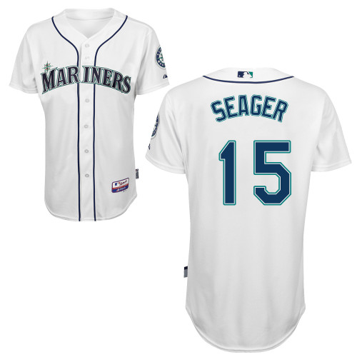 Mariners 15 Seager White Cool Base Jerseys