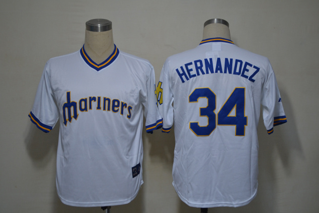 Mariners 34 Hernandez White m&n Jerseys
