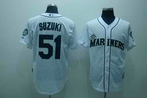 Mariners 51 Suzuki white jerseys