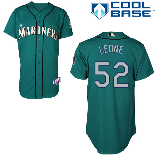 Mariners 52 Leone Green Cool Base Jerseys - Click Image to Close