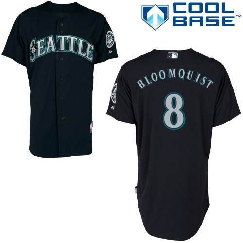 Mariners 8 Bloomquist Navy Blue Cool Base Jerseys - Click Image to Close