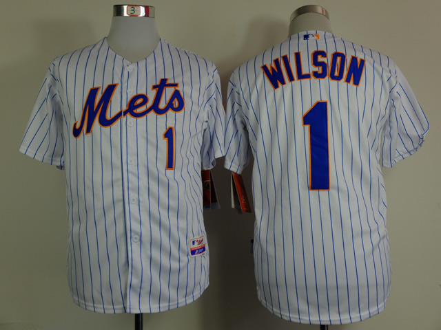Mets 1 Wilson White Cool Base Jerseys