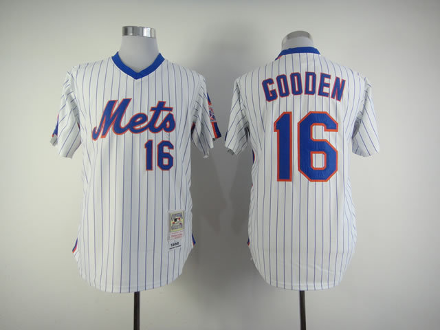 Mets 16 Gooden White(Blue Stripe) Jerseys