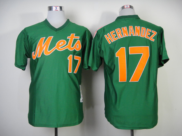 Mets 17 Hernandez Green Throwback Jerseys