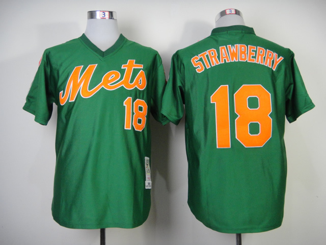 Mets 18 Strawberry Green Throwback Jerseys