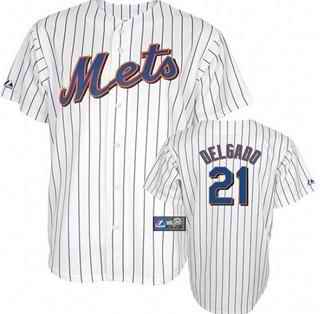 Mets 21 Delgado white strip Jerseys