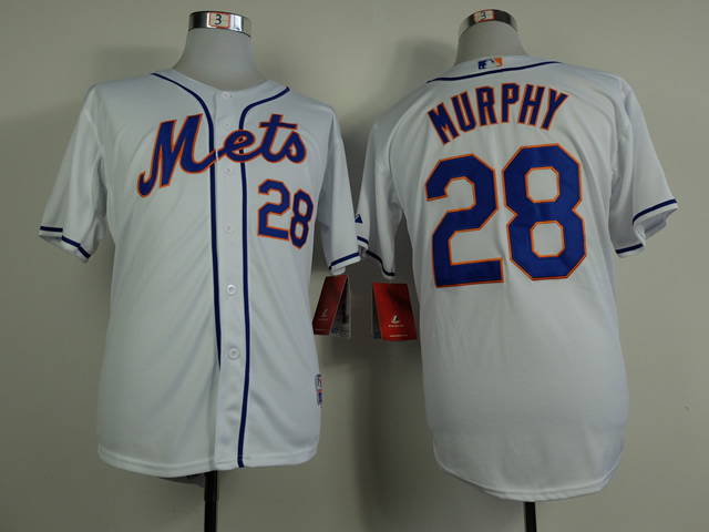 Mets 28 Murphy White Cool Base Jerseys