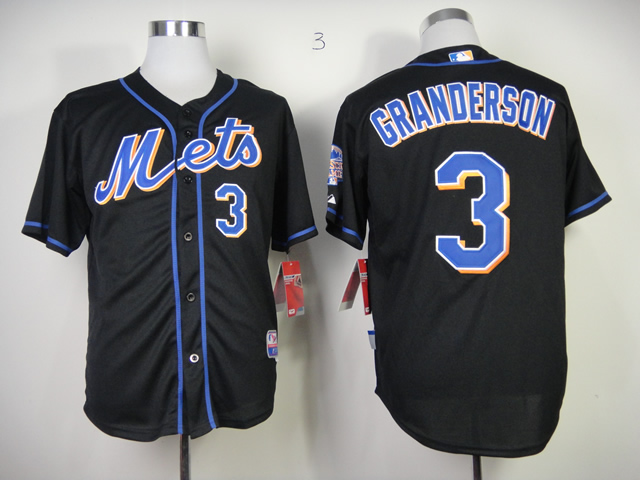 Mets 3 Granderson Black Cool Base Jerseys