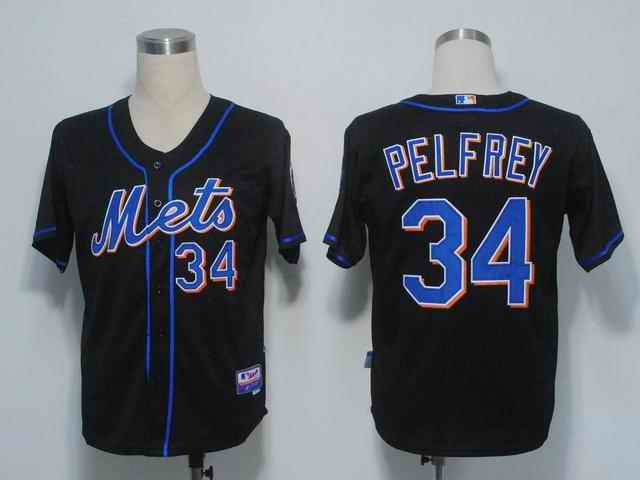 Mets 34 Pelfrey black Jerseys