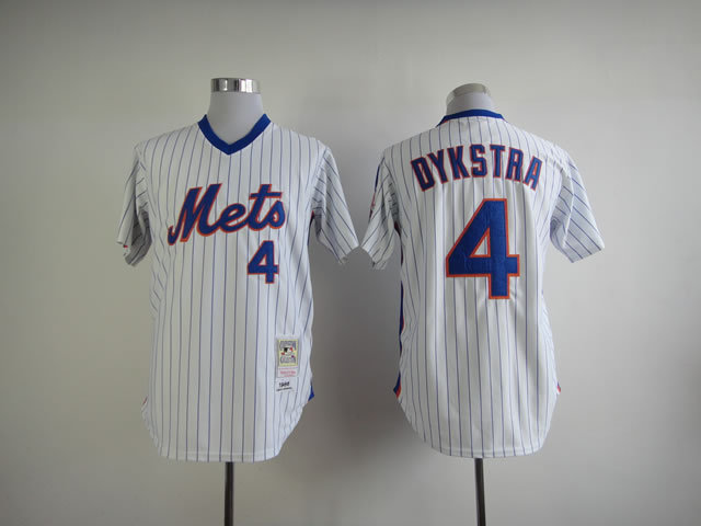 Mets 4 Dykstara White(Blue Stripe) Jerseys