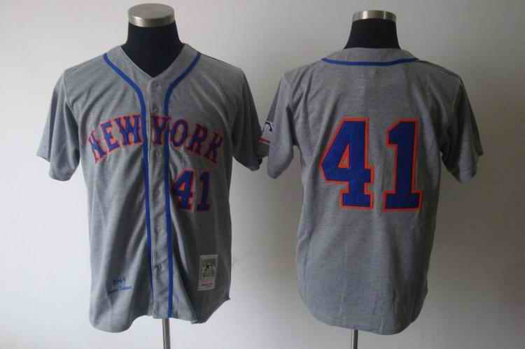 Mets 41 Seaver m&n grey wollens Jerseys