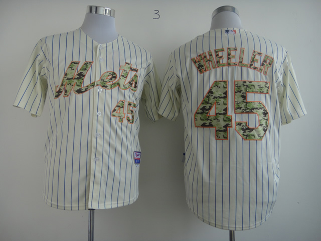 Mets 45 Wheeler Cream(Blue Stripe)camo number Jerseys