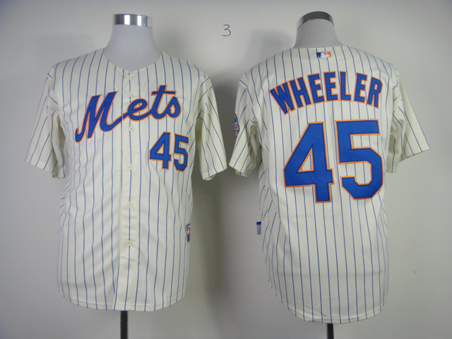 Mets 45 Wheeler Cream(blue stripe)Jerseys