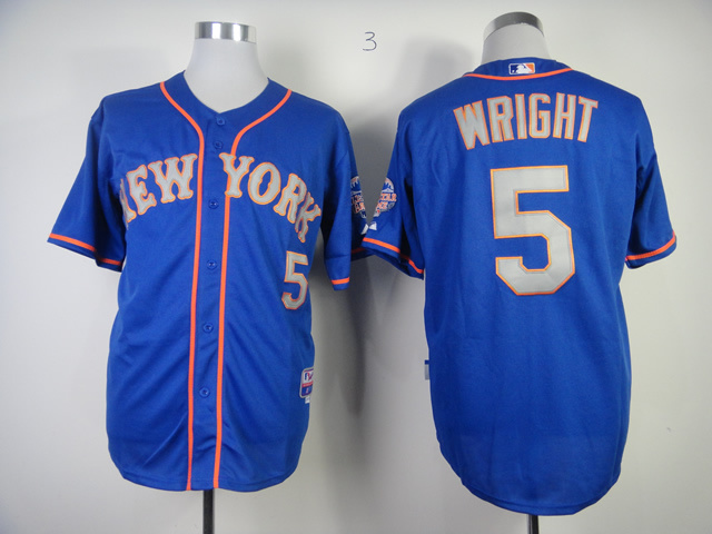 Mets 5 Wright Blue with 2013 All Star Patch Jerseys