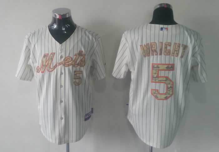 Mets 5 Wright White camo number Jerseys