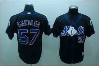 Mets 57 Johan Santana Black jersey